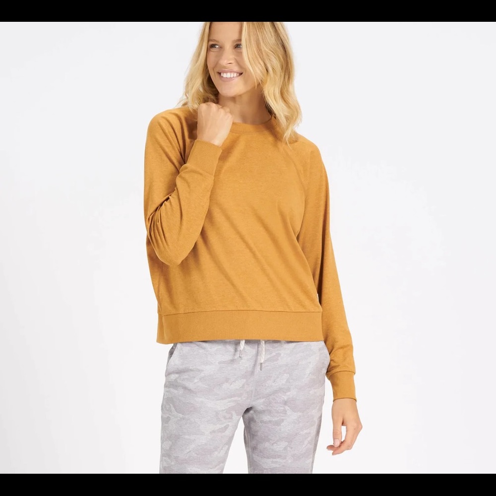 VUORI LONG SLEEVE HALO CREW - Flax Heather Sz M